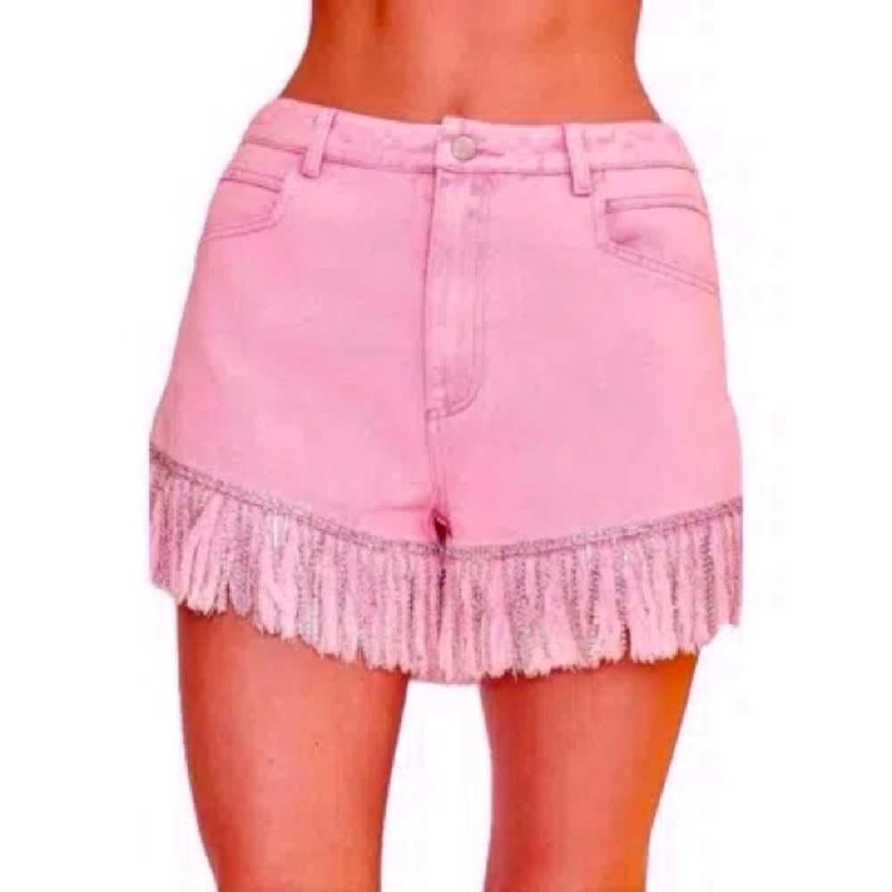 NWT MAINSTRIP Rhinestone Fringe Shorts